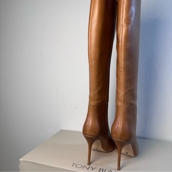 Tony Bianco Izia Boot in Whiskey brown knee high heel stiletto leather - Picture 9 of 14